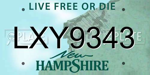 LXY9343 New Hampshire License Plate