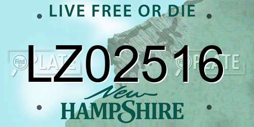 LZ02516 New Hampshire License Plate