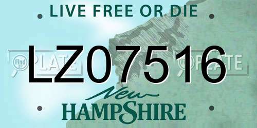 LZ07516 New Hampshire License Plate