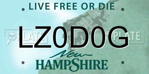 LZ0D0G New Hampshire License Plate