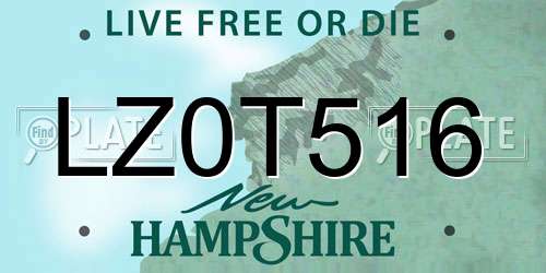 LZ0T516 New Hampshire License Plate