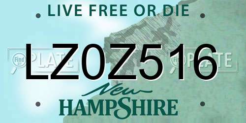 LZ0Z516 New Hampshire License Plate
