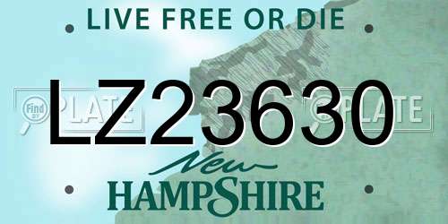 LZ23630 New Hampshire License Plate