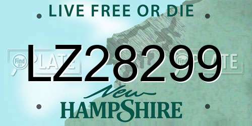 LZ28299 New Hampshire License Plate