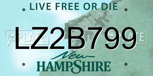 LZ2B799 New Hampshire License Plate