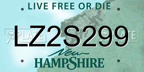 LZ2S299 New Hampshire License Plate