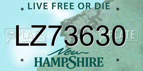 LZ73630 New Hampshire License Plate