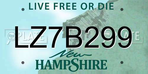 LZ7B299 New Hampshire License Plate