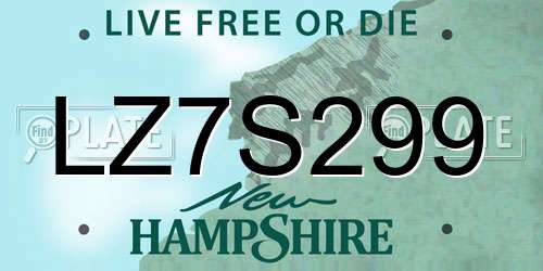 LZ7S299 New Hampshire License Plate