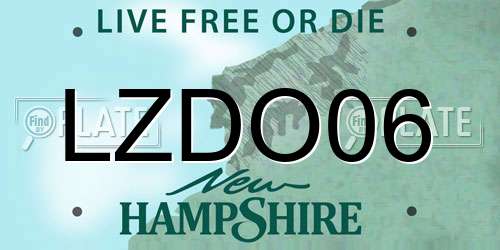 LZDO06 New Hampshire License Plate