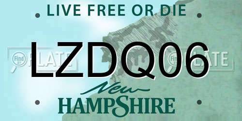 LZDQ06 New Hampshire License Plate