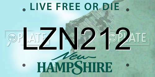 LZN212 New Hampshire License Plate
