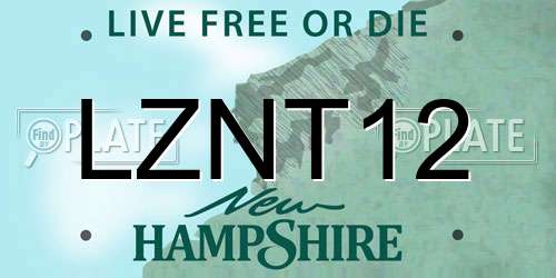 LZNT12 New Hampshire License Plate