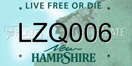 LZQ006 New Hampshire License Plate