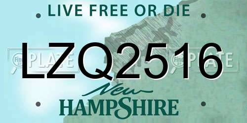 LZQ2516 New Hampshire License Plate