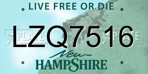 LZQ7516 New Hampshire License Plate
