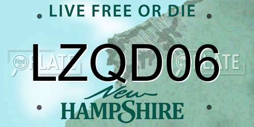 LZQD06 New Hampshire License Plate