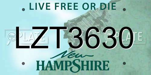 LZT3630 New Hampshire License Plate