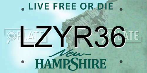 LZYR36 New Hampshire License Plate
