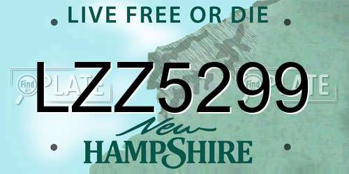 LZZ5299 New Hampshire License Plate