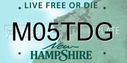 M05TDG New Hampshire License Plate