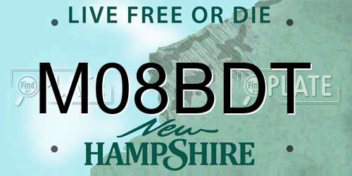 M08BDT New Hampshire License Plate