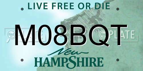 M08BQT New Hampshire License Plate