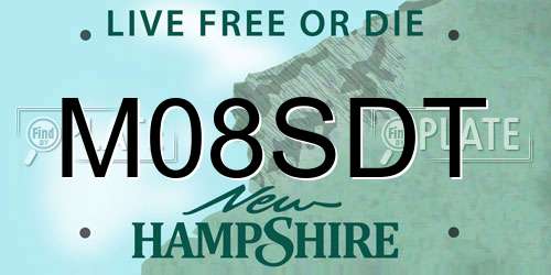 M08SDT New Hampshire License Plate