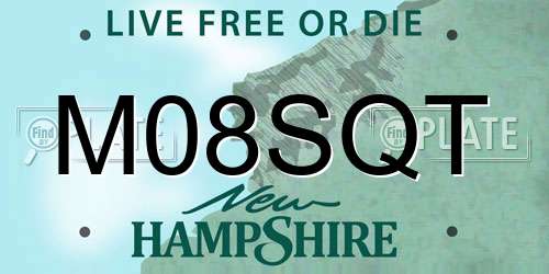 M08SQT New Hampshire License Plate