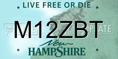 M12ZBT New Hampshire License Plate