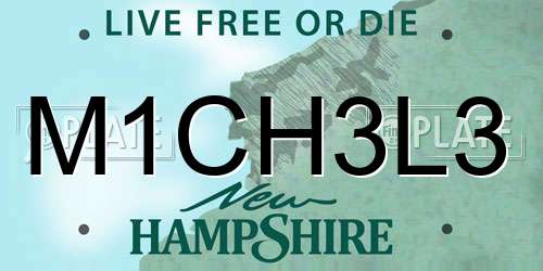 M1CH3L3 New Hampshire License Plate