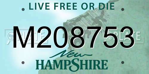M208753 New Hampshire License Plate