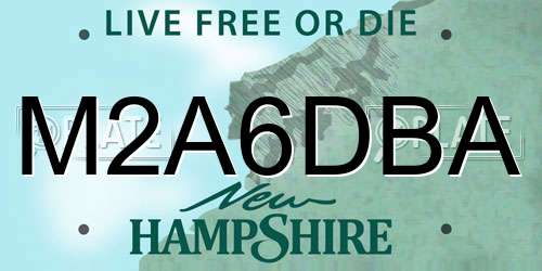 M2A6DBA New Hampshire License Plate