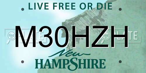 M30HZH New Hampshire License Plate