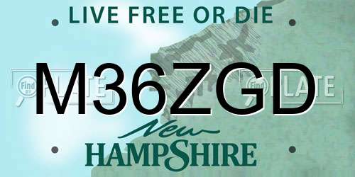 M36ZGD New Hampshire License Plate