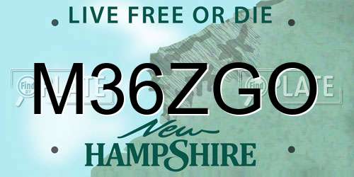 M36ZGO New Hampshire License Plate