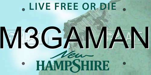 M3GAMAN New Hampshire License Plate