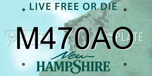 M470AO New Hampshire License Plate