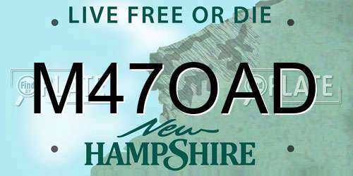M47OAD New Hampshire License Plate