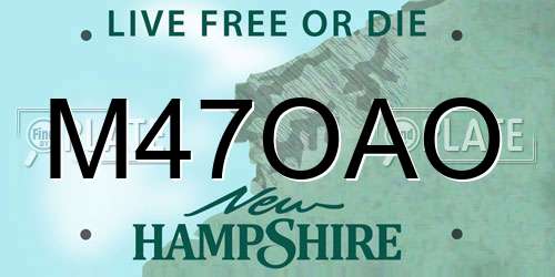 M47OAO New Hampshire License Plate