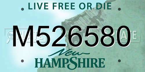 M526580 New Hampshire License Plate