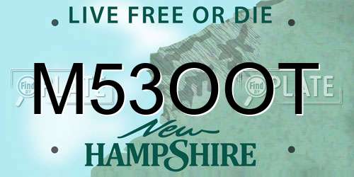 M53OOT New Hampshire License Plate
