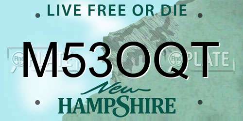 M53OQT New Hampshire License Plate