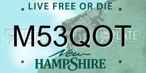 M53QOT New Hampshire License Plate