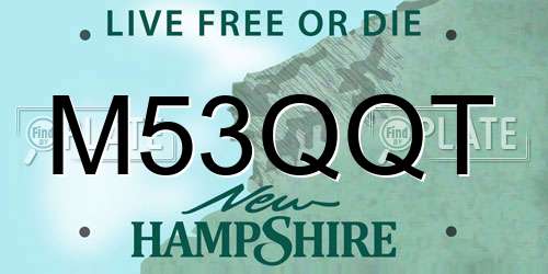 M53QQT New Hampshire License Plate