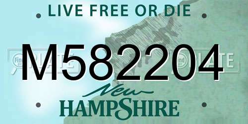 M582204 New Hampshire License Plate