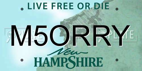 M5ORRY New Hampshire License Plate