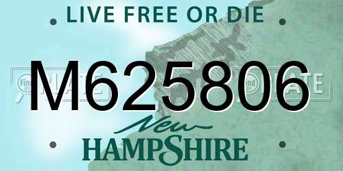 M625806 New Hampshire License Plate