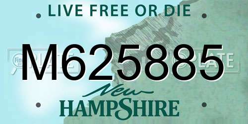 M625885 New Hampshire License Plate