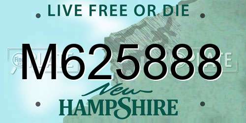 M625888 New Hampshire License Plate